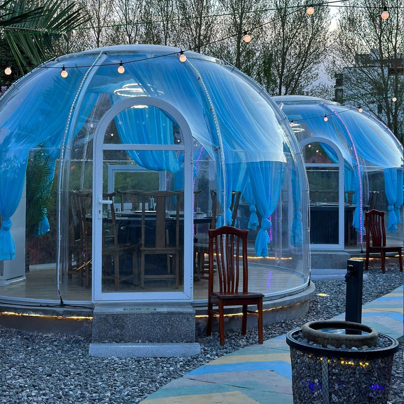 PC Casa a cupola chiara Tende a bolla all'aperto con finestra in alluminio e luce a LED