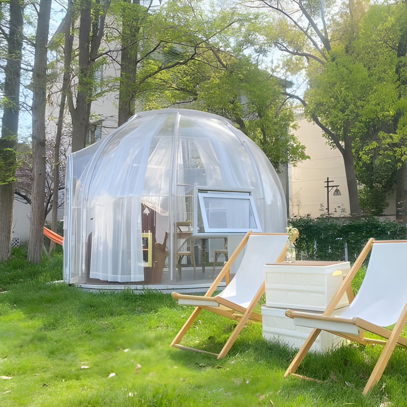 PC Casa a cupola chiara Tende a bolla all'aperto con finestra in alluminio e luce a LED